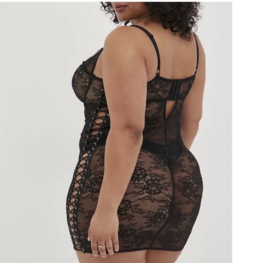 Size 2 Torrid lace up black see through loungerie